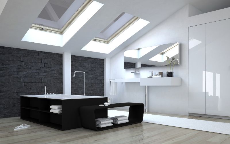 black bathroom interior design